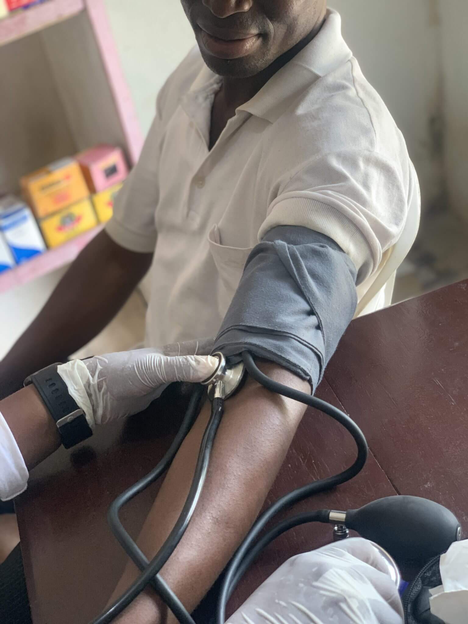 A client checking his Blood Pressure